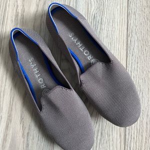 Rothys The Loafer Flat Shoe Mocha Brown Blue Round